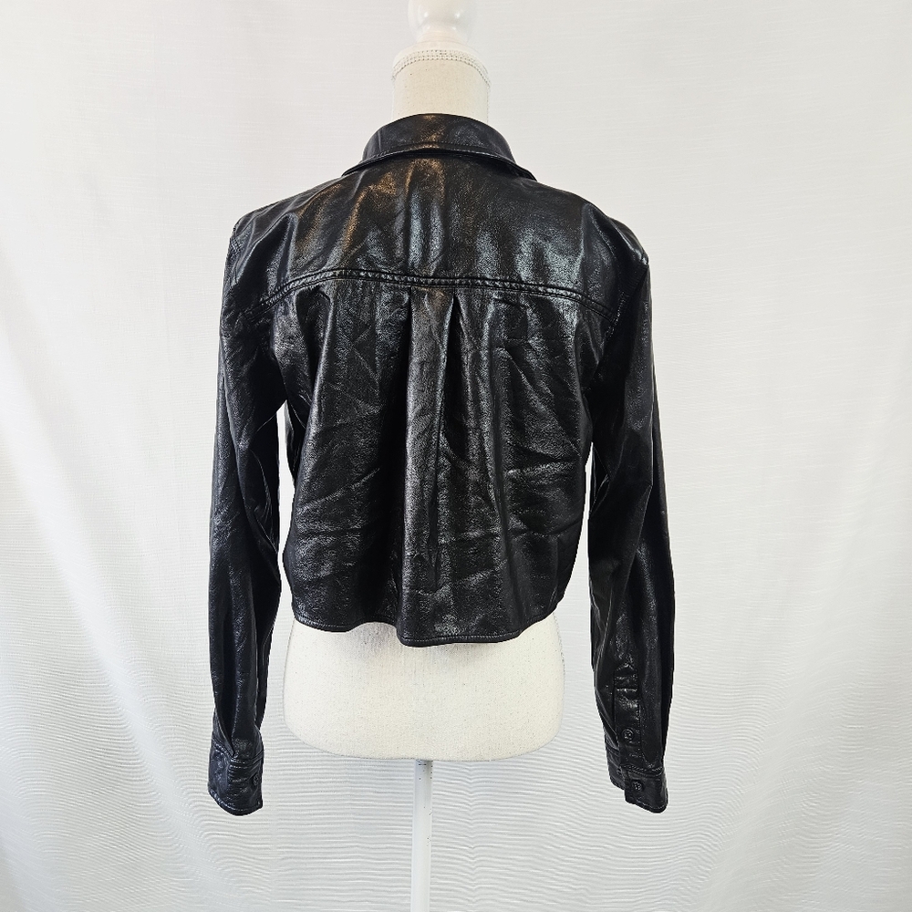 Good American Faux Leather Cropped Buttondown Shirt size Small - Picture 11 of 14